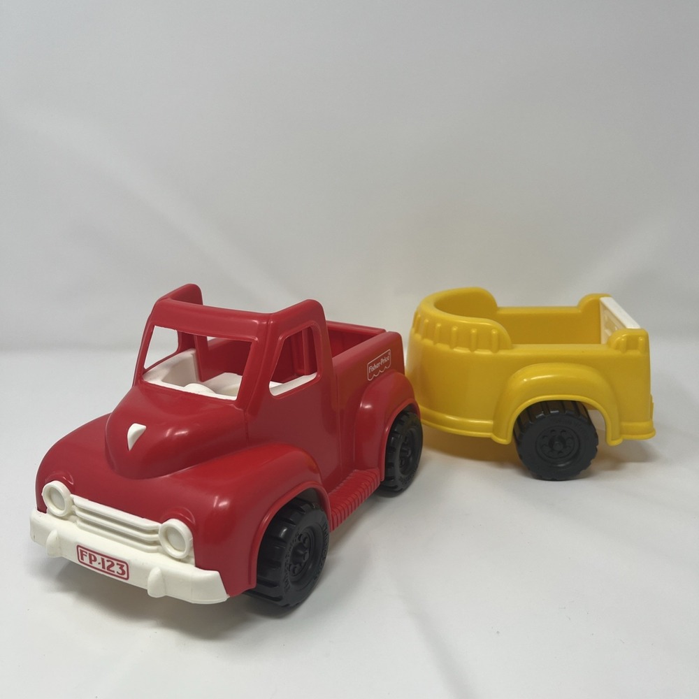 Fisher Price Little People 1994 Truck Trailer Lot Red Yellow Chunky Farm 2591